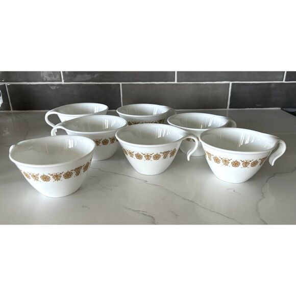 VINTAGE Corelle Livingware by Corning Butterfly Gold Open Hook Handle Mugs 1970s - Picture 2 of 5